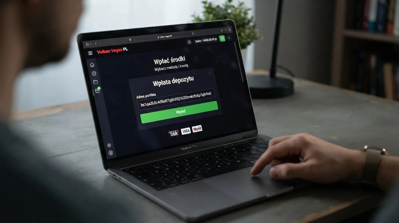 Zbliżenie na formularz wpłaty w kasynie online z polem na adres portfela kryptowalutowego BNB Smart Chain.
