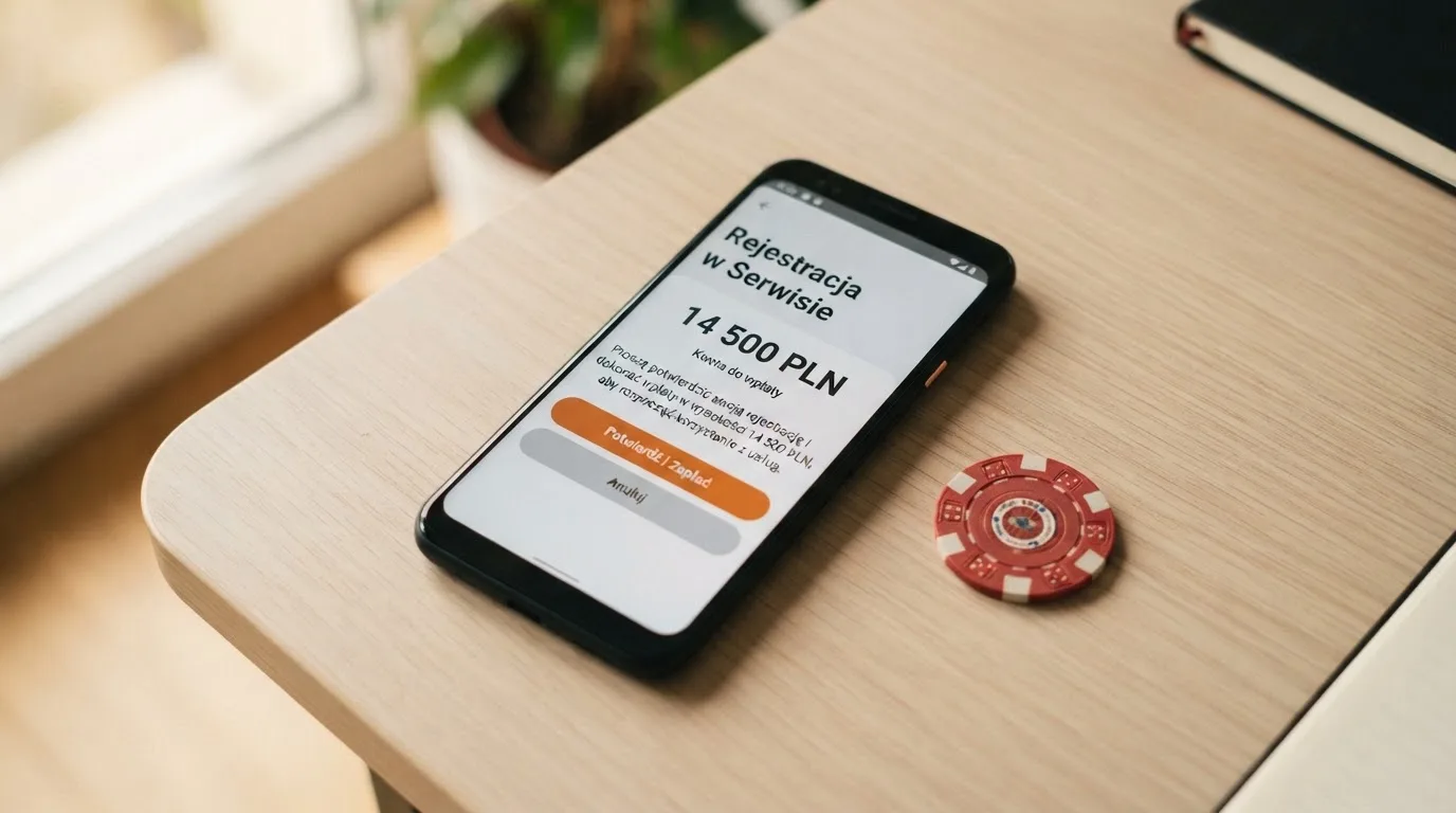 Ekran z warunkami bonusu powitalnego podczas rejestracji w kasynie online
