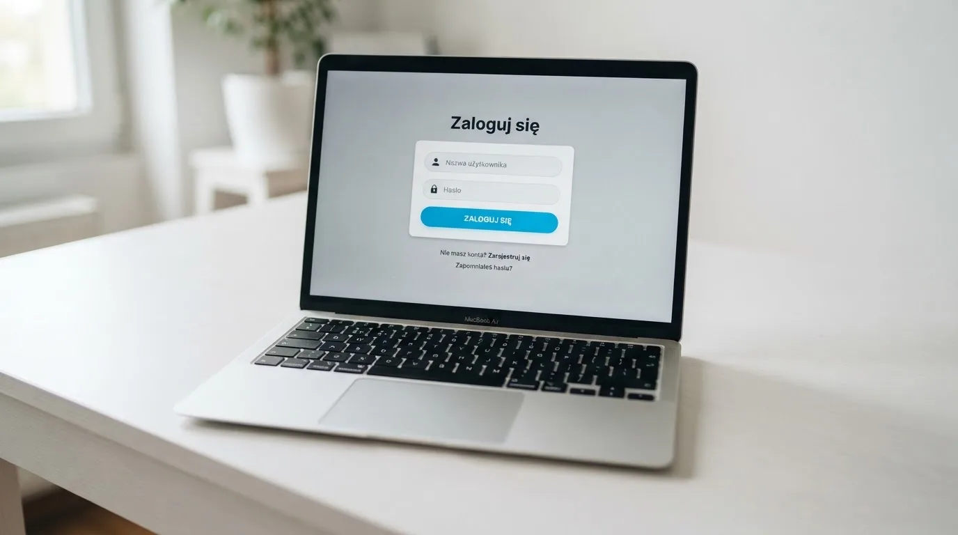 Strona logowania oficjalnej platformy Total Casino na ekranie laptopa, jedynego legalnego kasyna online w Polsce